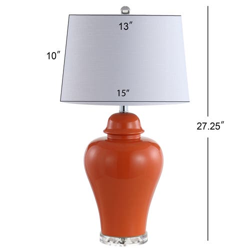 Jonathan Y Winnie Ceramic Urn Led Table Lamp - Set Of 2 In Orange