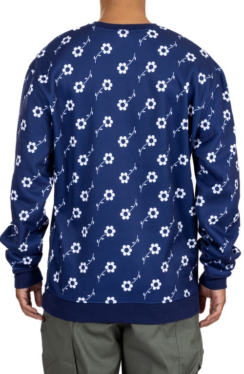 Vast Floral Print Recycled Polyester Sweatshirt In Navy