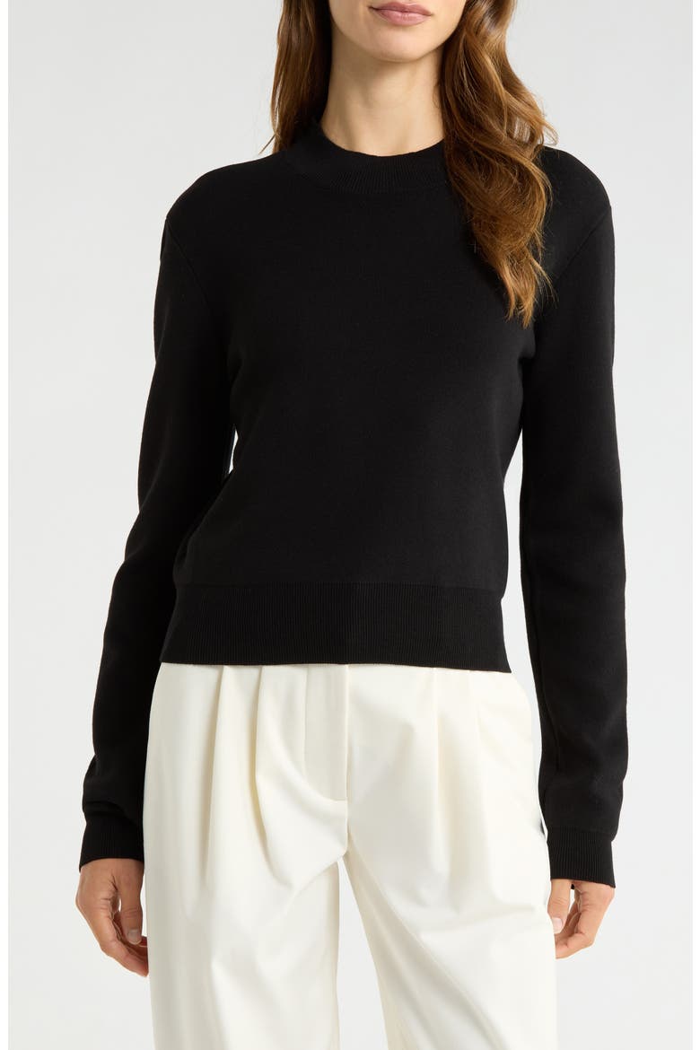 The Whitney Mock Neck Sweater, Main, color, BLACK