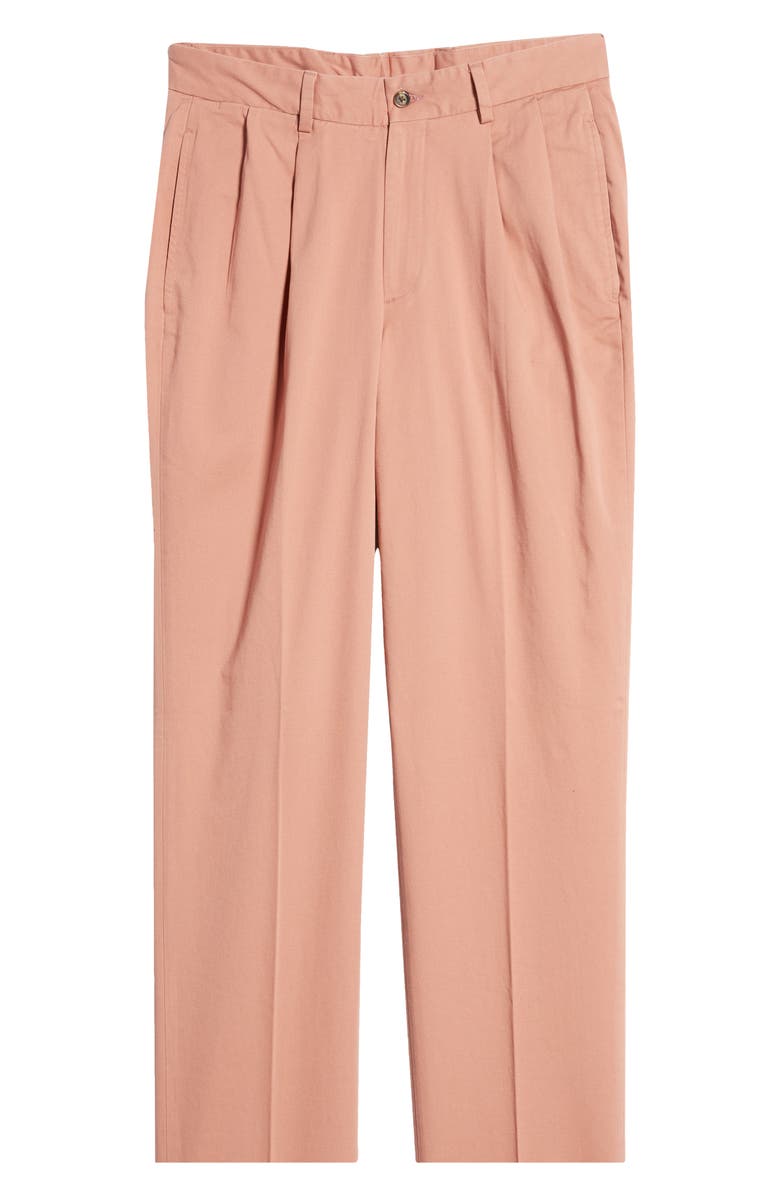 Berle Charleston Khakis Pleated Chino Pants, Alternate, color, Charleston Brick