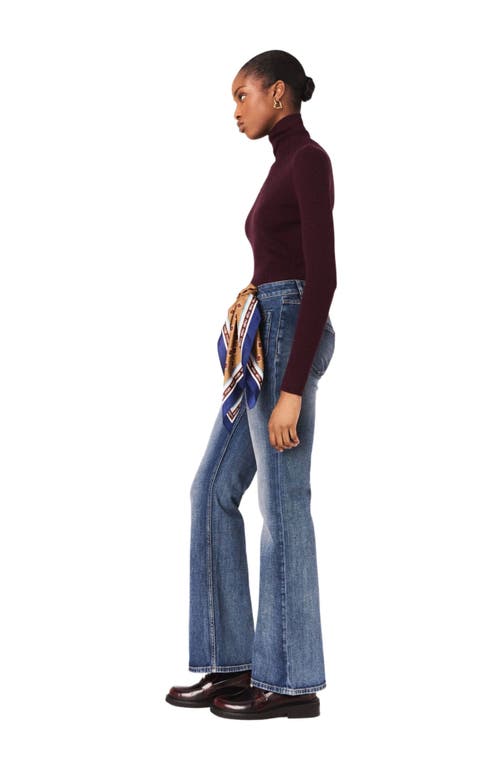 Maje Bootcut Jeans With Zip Pockets In Blue