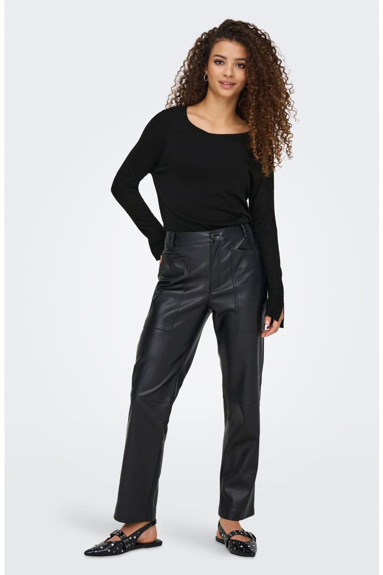 Vienna Long Sleeve Knit T-Shirt, Alternate, color, BLACK
