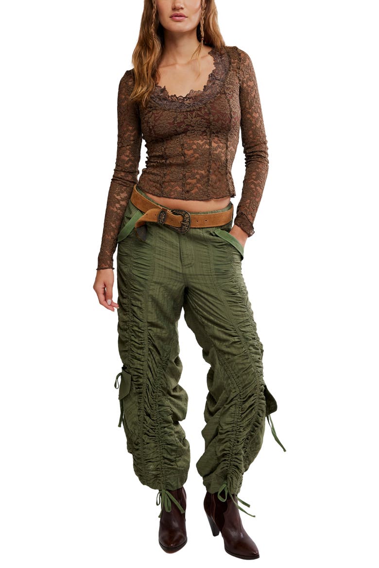 All Night Long Lace Top, Alternate, color, TEAK