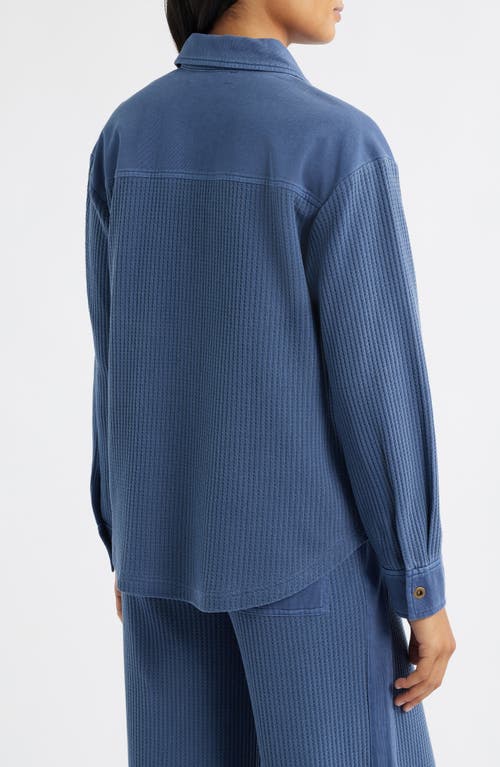 City Blues Camden Thermal Mixed Media Snap-up Shirt In Blue