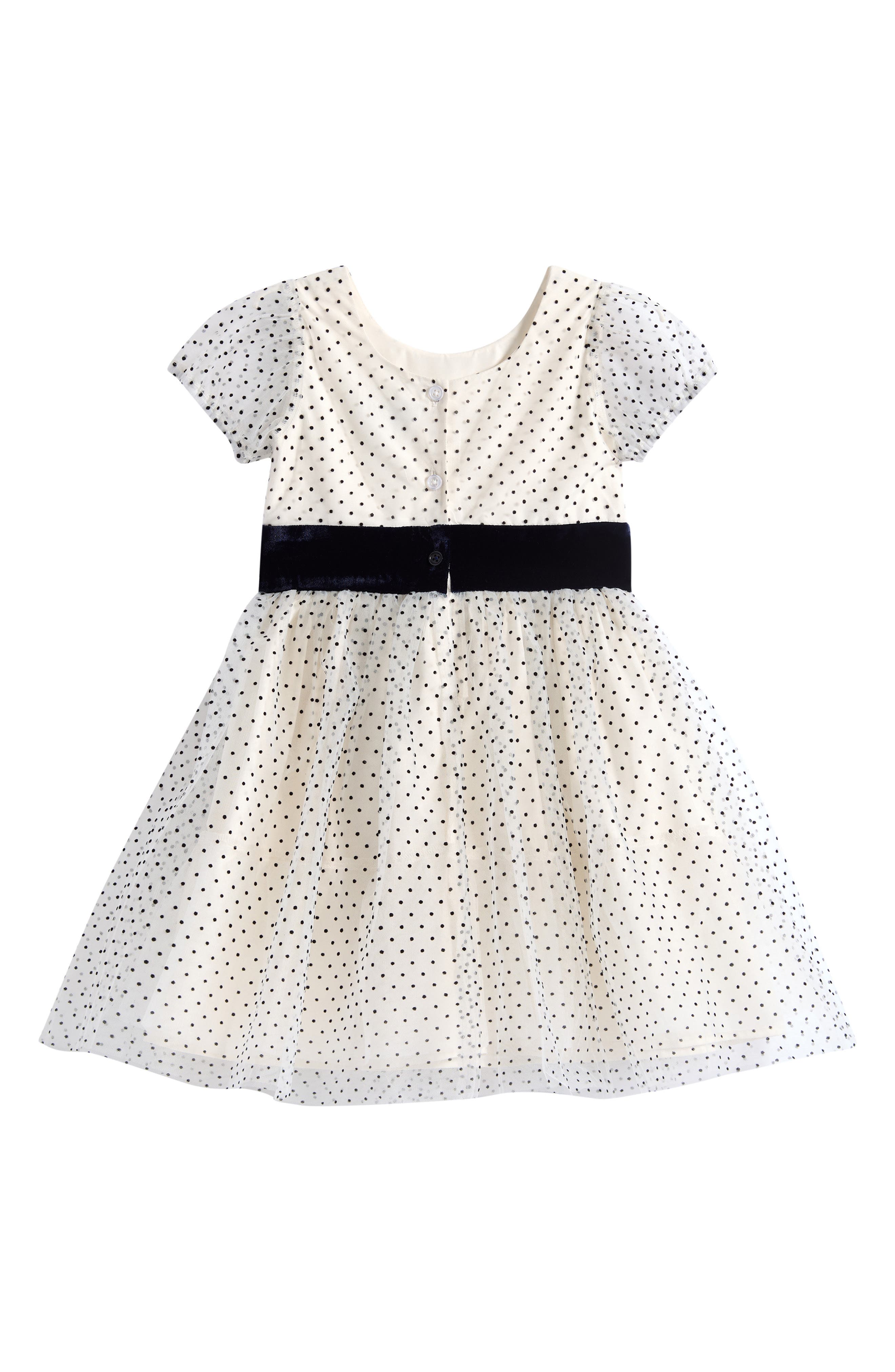 Ava & Yelly Kids' Flocked Dot Puff Sleeve Dress | Nordstrom