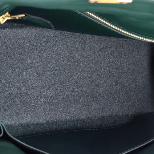 Pre-owned Hermes  Hermes Kelly Handbag Green Swift With Gold Hardware 25