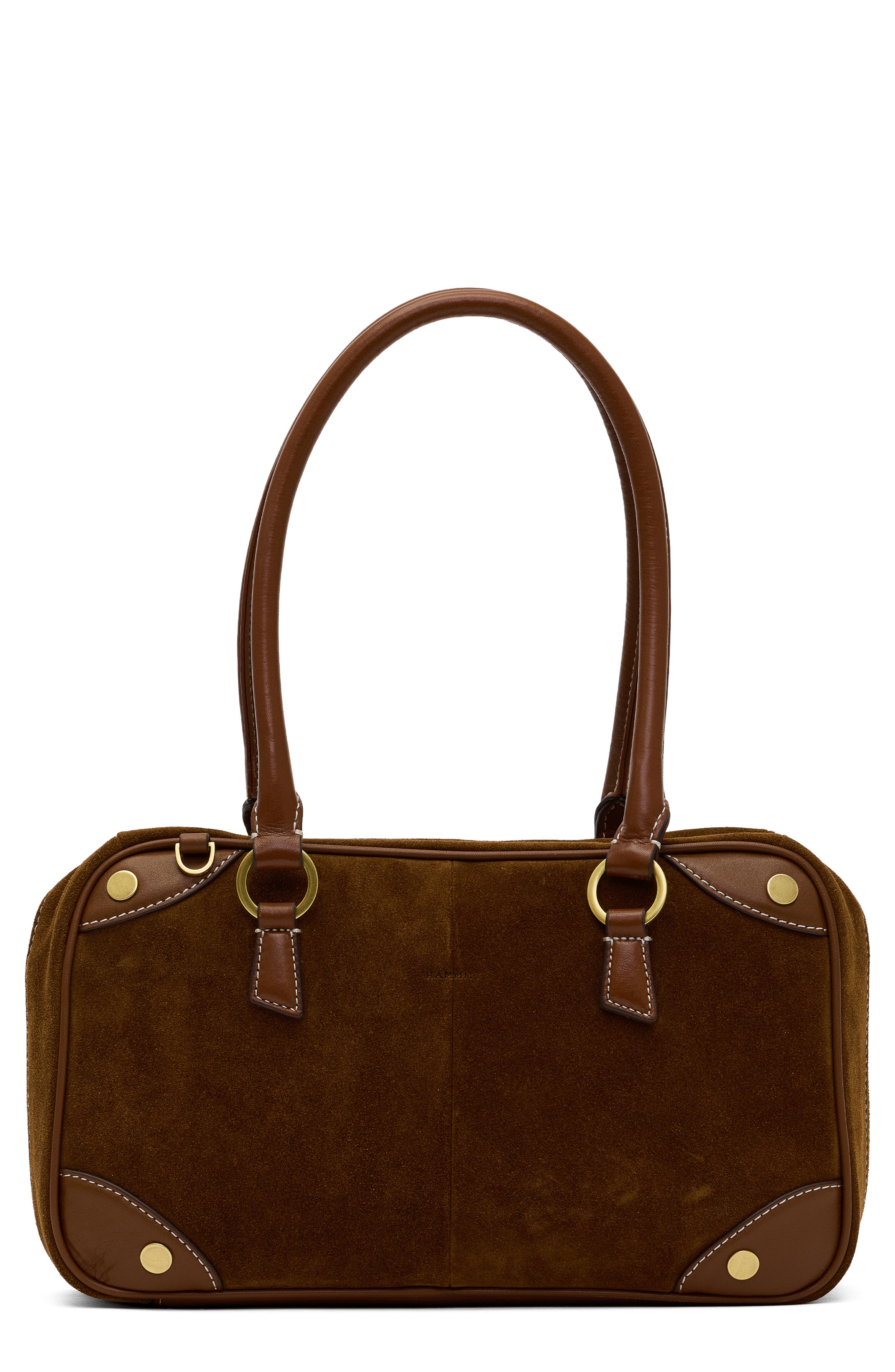 Meredith Medium Suede Shoulder Bag, Main, color, CINNAMON SUEDE/ ANTIQUE GOLD
