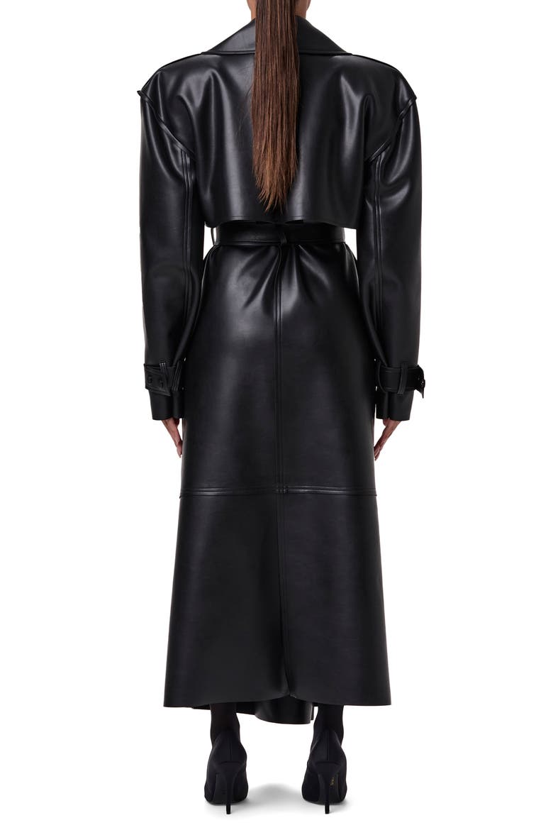 Faux Leather Trench Coat, Alternate, color, BLACK
