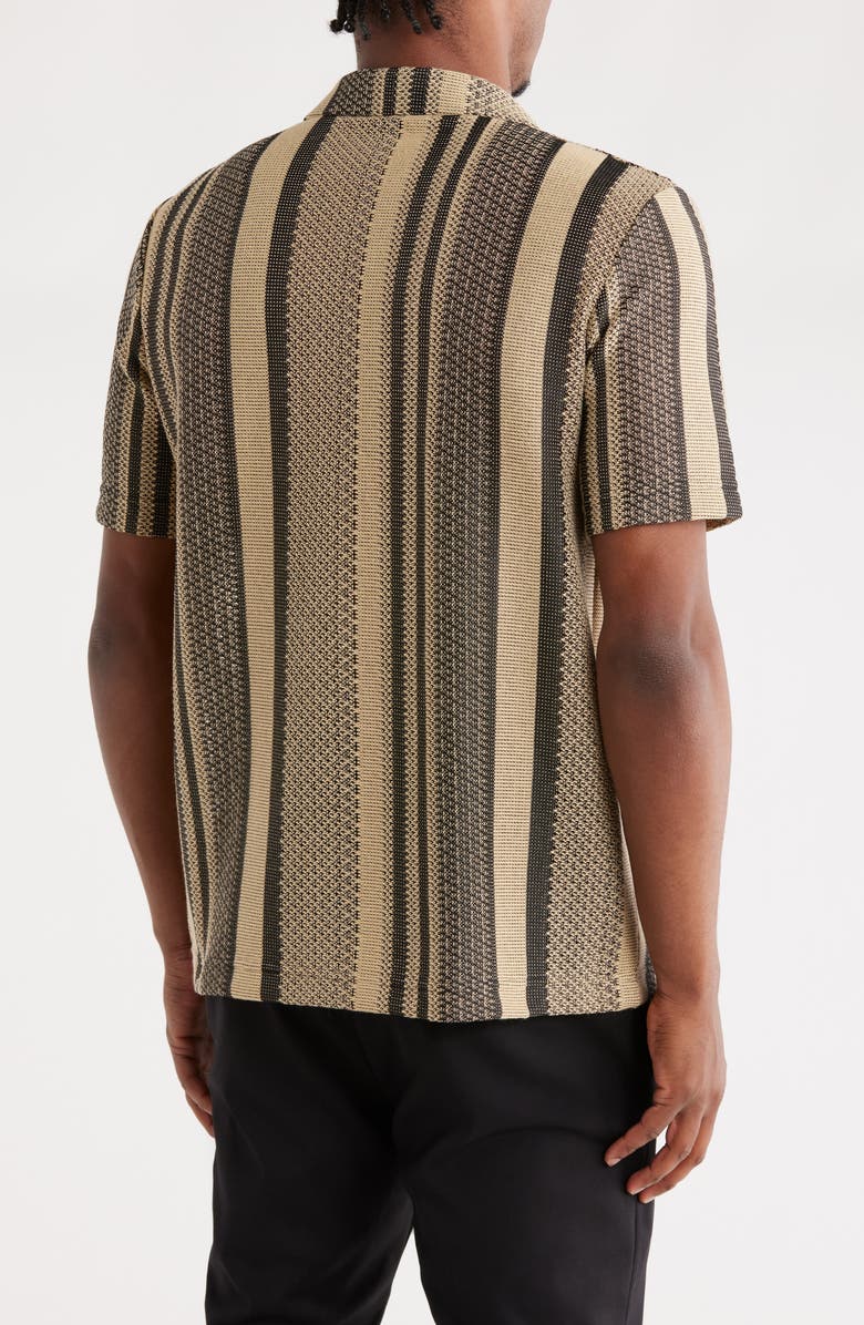 FOR THE REPUBLIC Textured Camp Shirt, Alternate, color, Beige Textured Combo Stripe