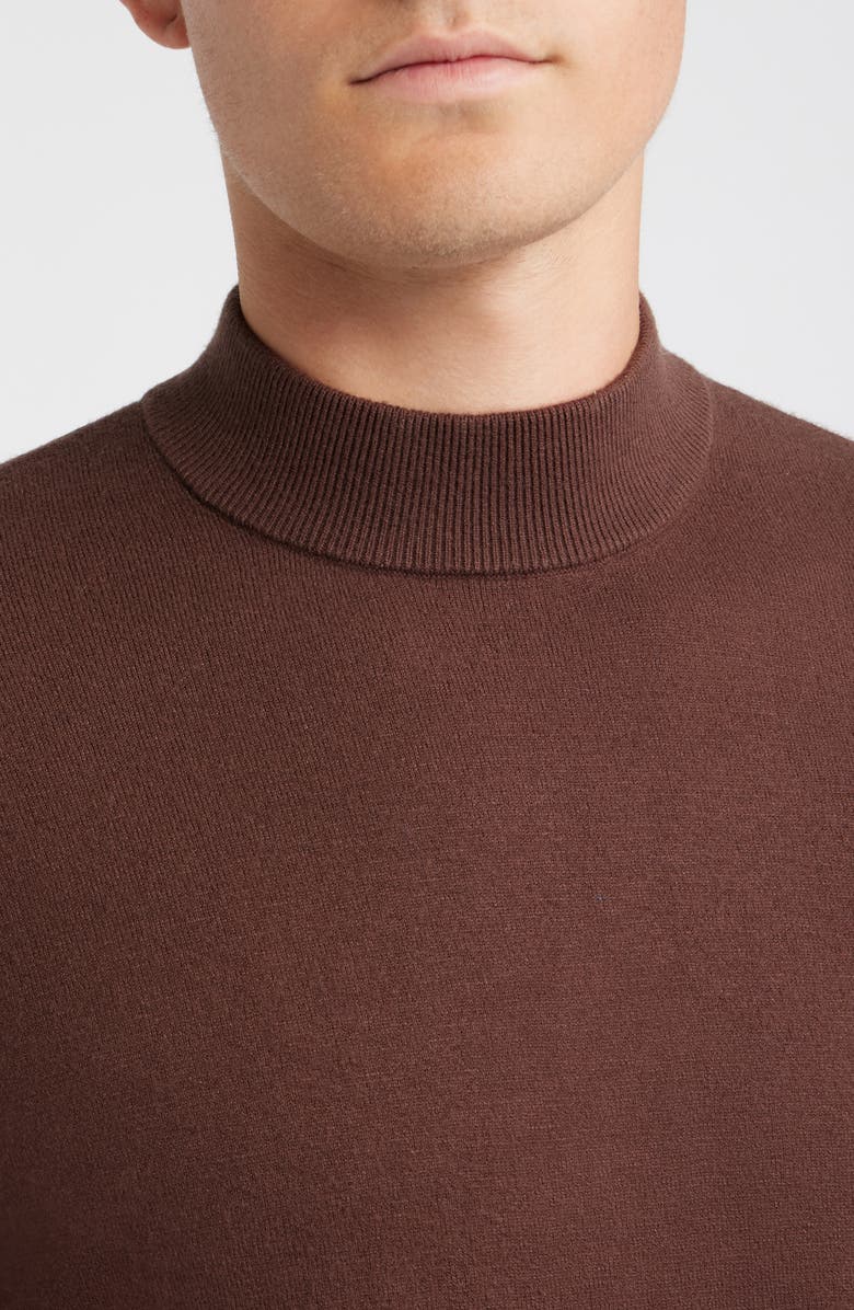 Open Edit Solid Mock Neck Sweater, Alternate, color, Brown Chicory