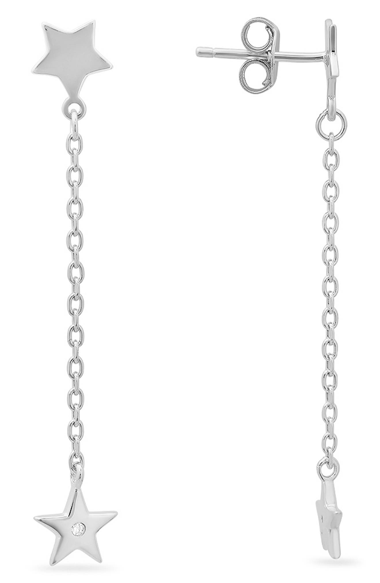 Queen Jewels Sterling Silver CZ Star Dangle Linear Drop Earrings