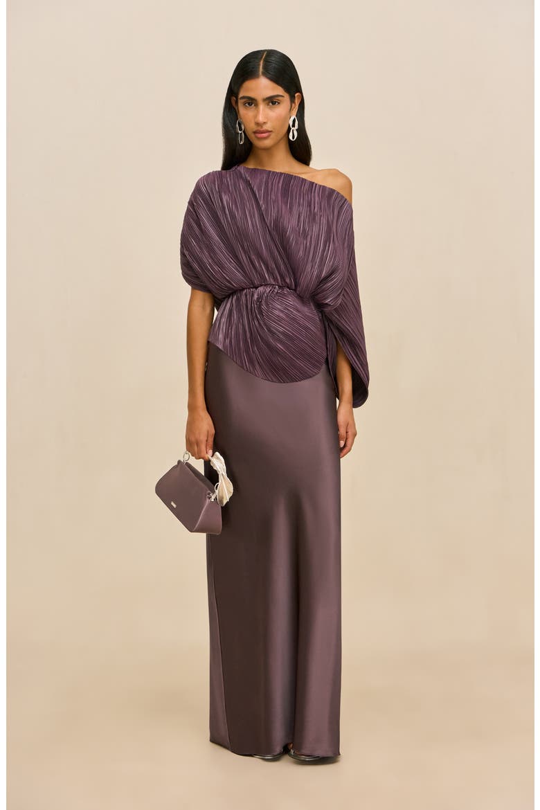 One-Shoulder Pleated Top, Alternate, color, WARM HAZE