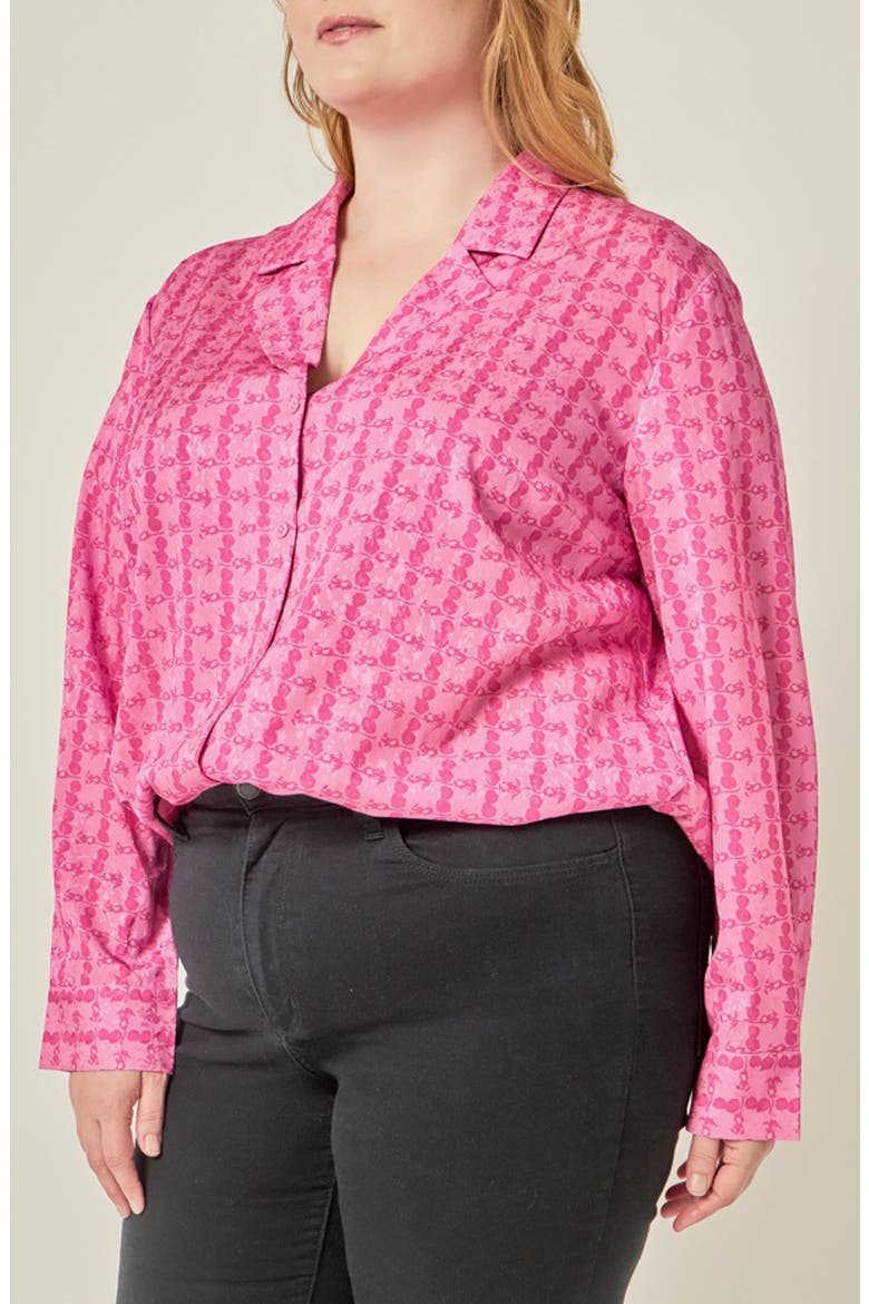 Floral Printed Satin Shirt, Alternate, color, PINK