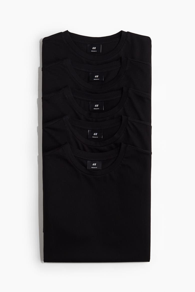 5-pack Regular Fit T-shirts, Main, color, Black