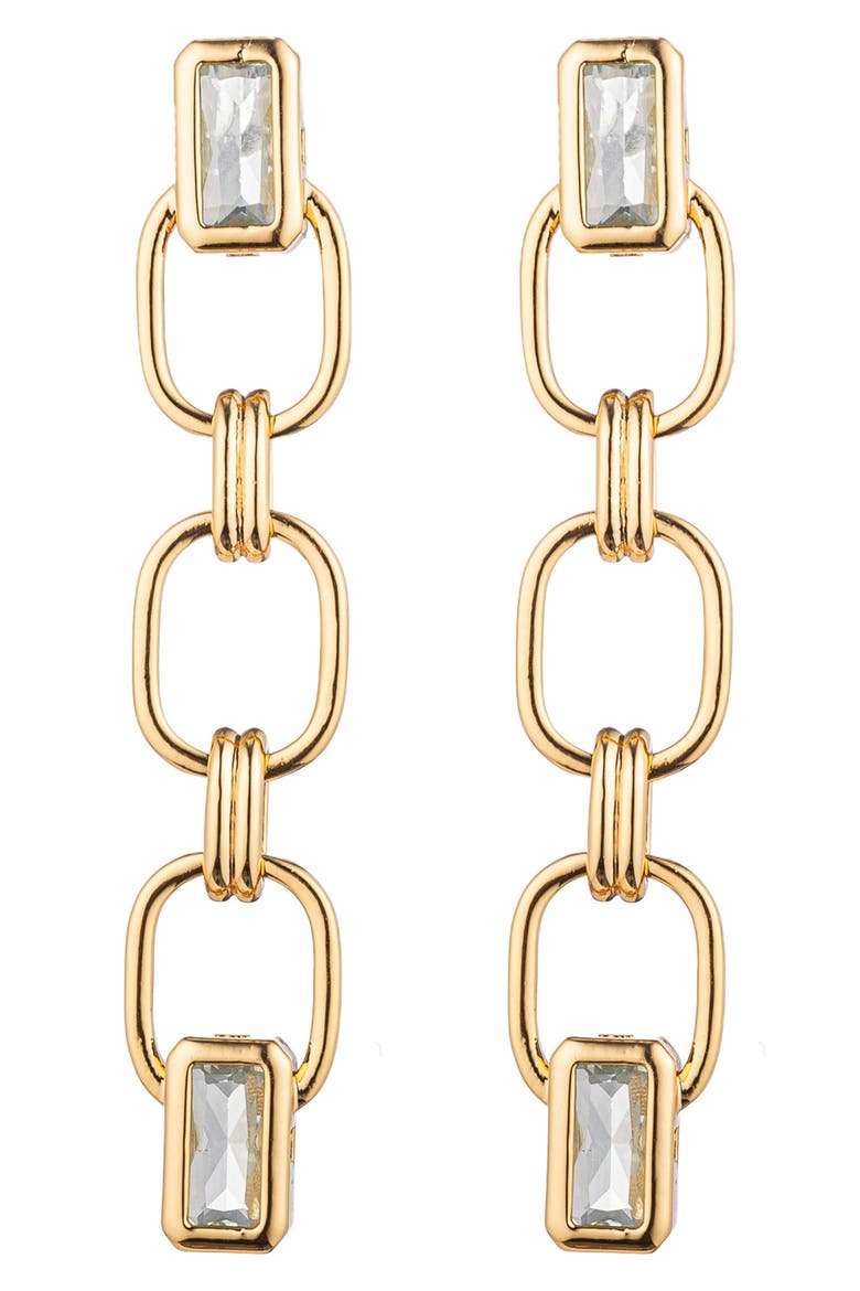 Aveline Cubic Zirconia Chain Drop Earrings, Main, color, BLUE