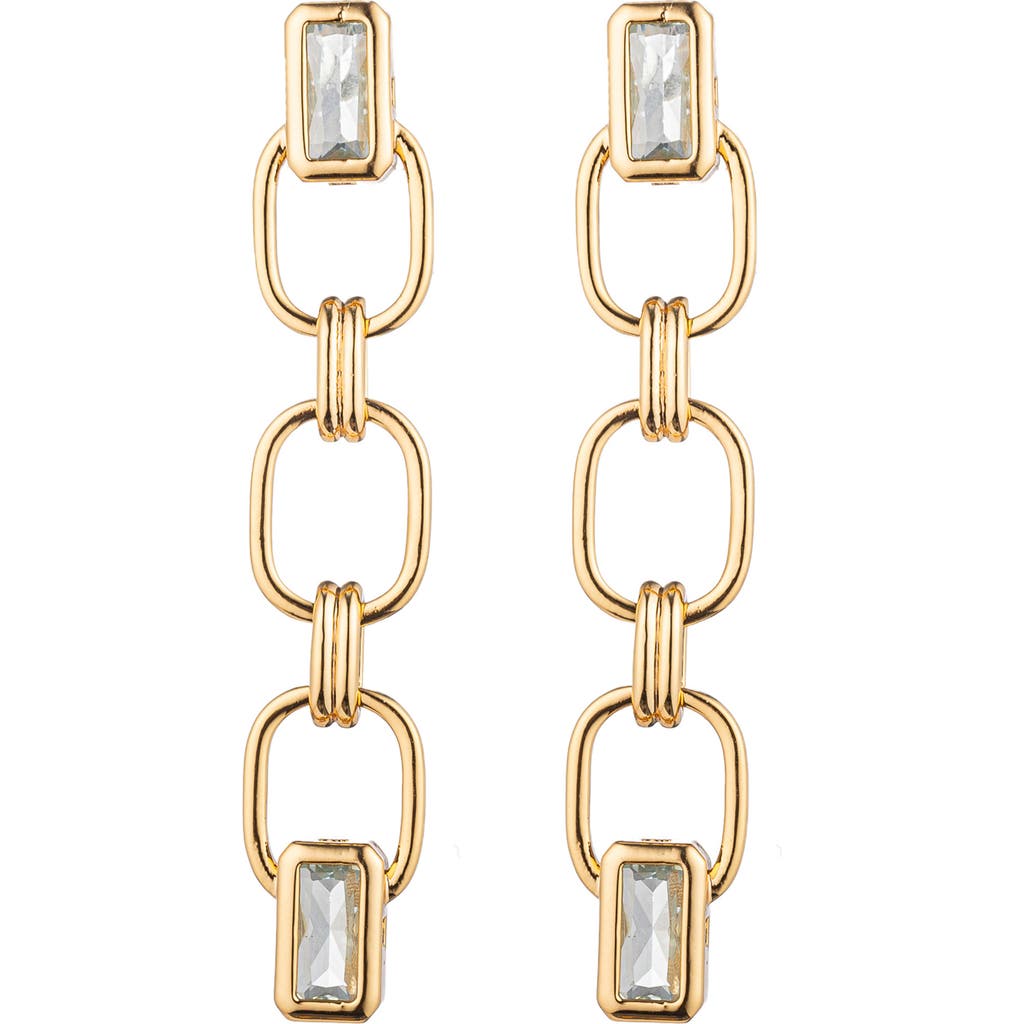 Eye Candy Los Angeles Aveline Cubic Zirconia Chain Drop Earrings In Gold