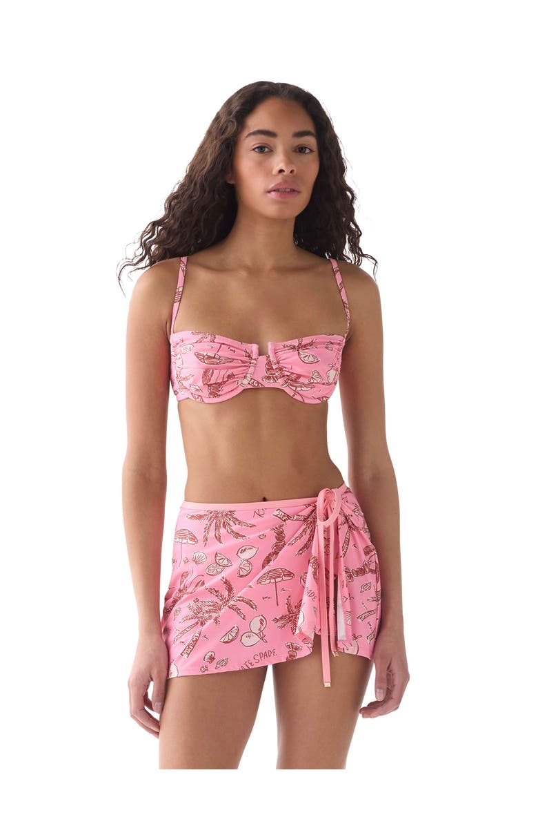 Kate Spade New York Ruched Underwire Bra Swim Top Swimsuit, Alternate, color, Guava Slice