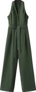 MANGO Halter Neck Belted Jumpsuit