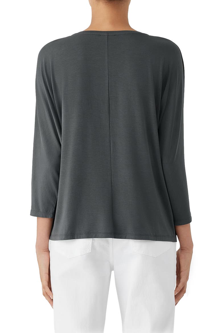 V-Neck Three-Quarter Sleeve Top, Alternate, color, GROVE