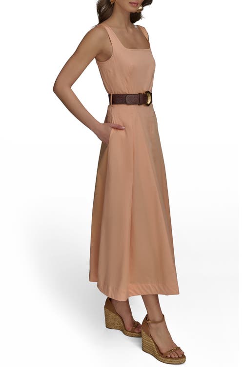 Donna Karan New York Sleeveless Cotton A-line Dress In Peach Fuzz