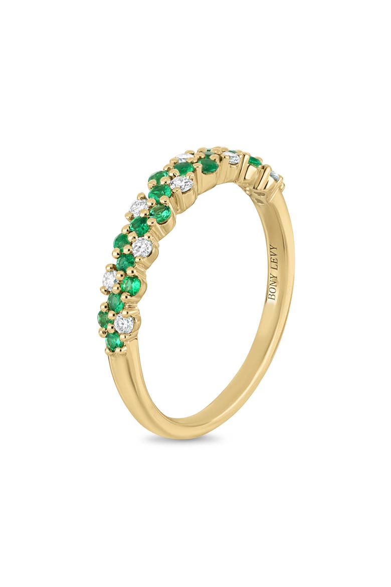 18K Gold El Mar Gemstone & Diamond Band Ring (Online Trunk Show), Alternate, color, 18K YG/ DIAMOND/ EMERALD