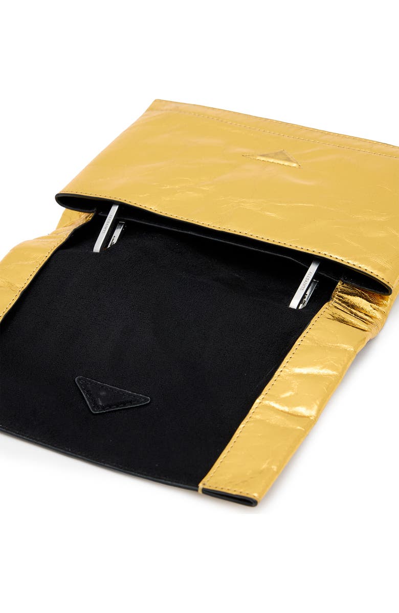 AllSaints Yua Leather Clutch, Alternate, color, Warm Gold