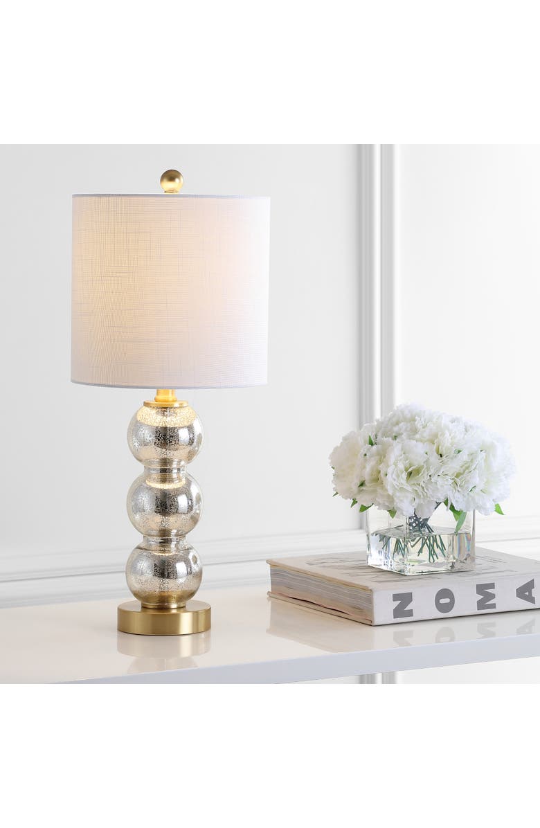 JONATHAN Y February Glass/Metal LED Table Lamp, Alternate, color, Mercury Glass/Brass Gold