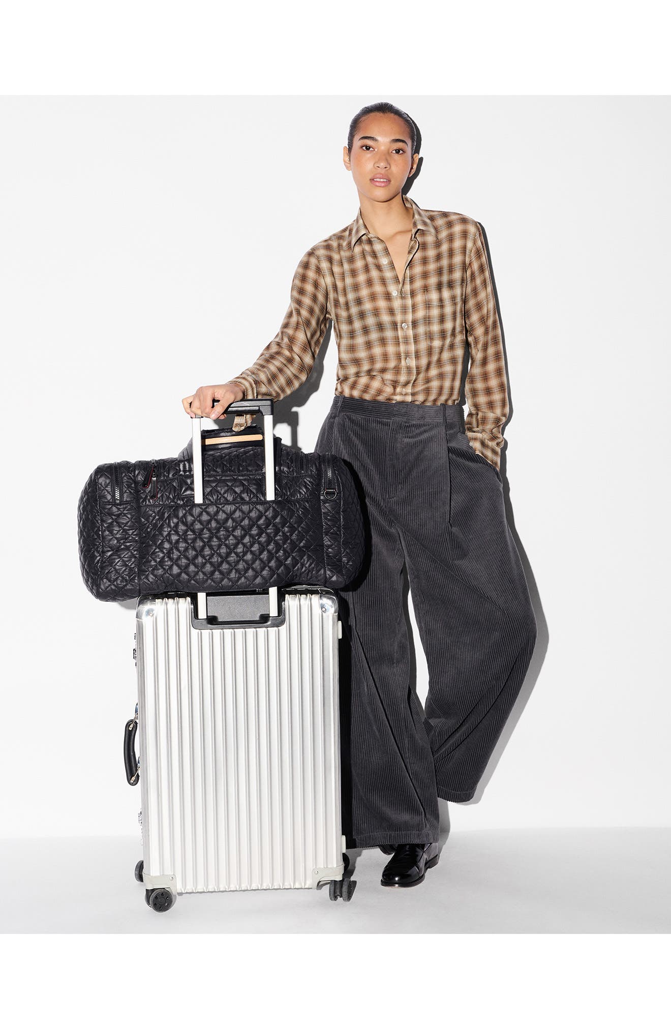 MZ Wallace Metro Team Quilted Nylon Duffle Bag, Alternate, color, Black