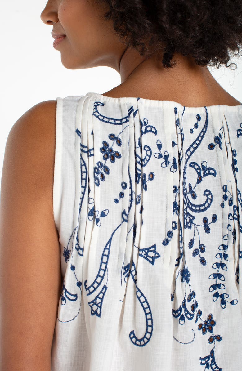 Liverpool Embroidered Pintuck Cotton Top, Alternate, color, 