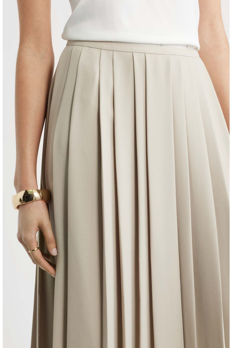 Pleated Midi Skirt, Alternate, color, TAN PLAZA