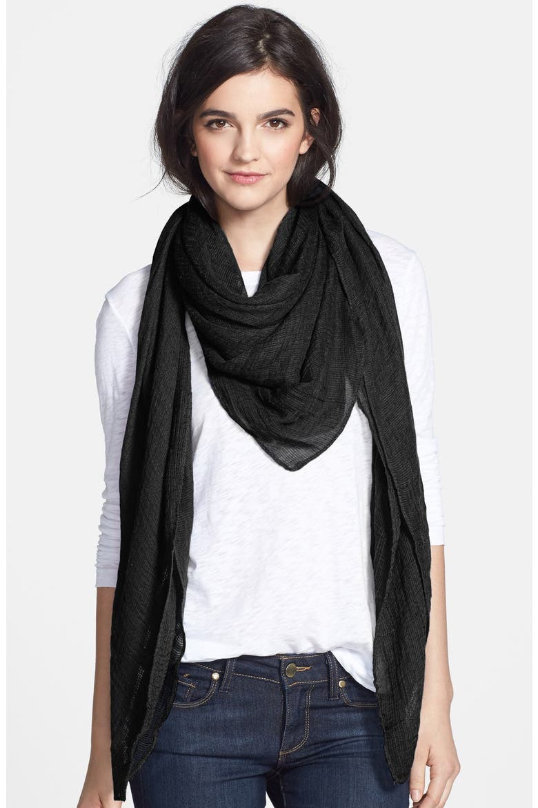 Oversized Square Scarf, Main, color, BLACK