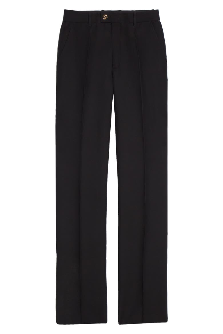 Silk & Wool Cady Crepe Straight Leg Pants, Alternate, color, BLACK