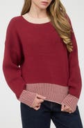 Blu Pepper Contrast Trim Back Button Sweater