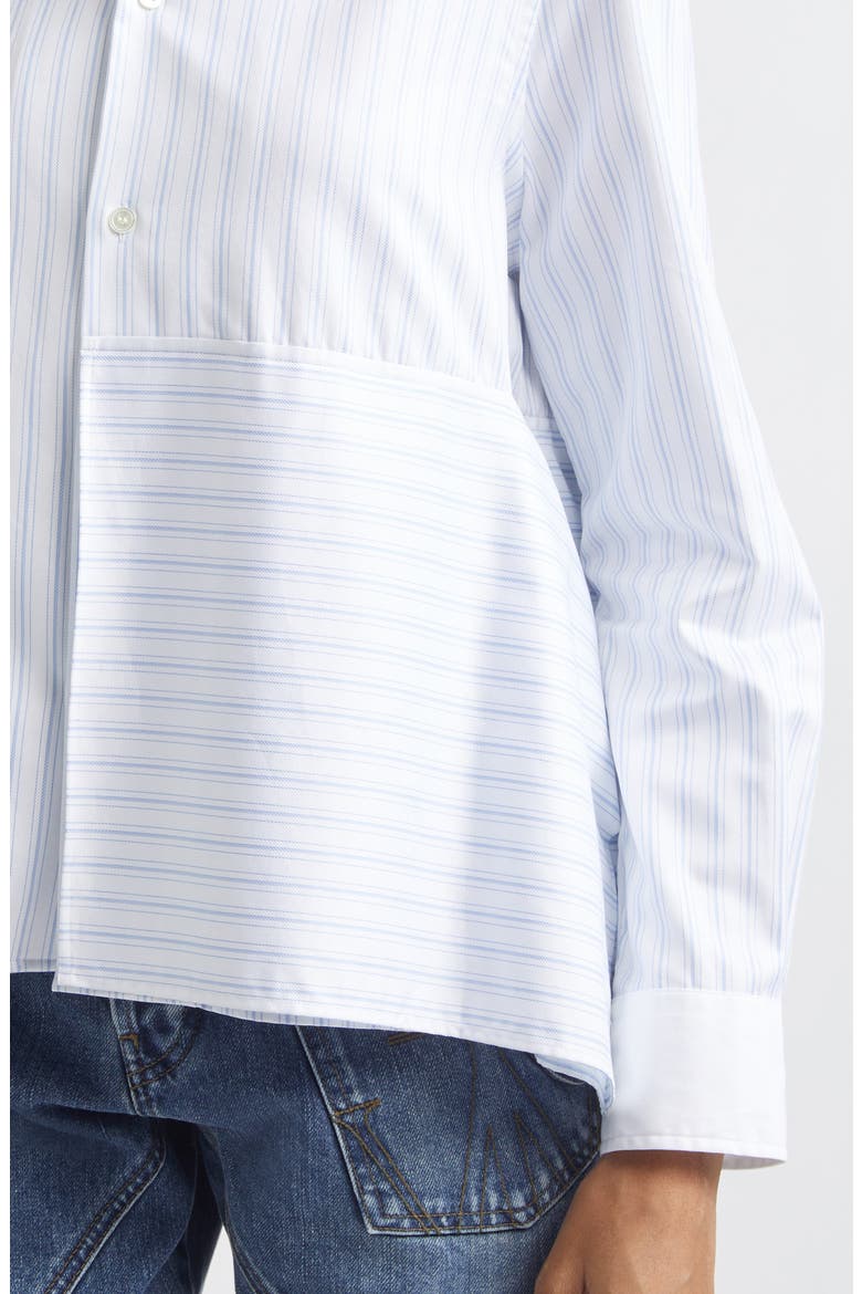 Asymmetric Draped Stripe Poplin Button-Up Shirt, Alternate, color, WHITE/ BLUE