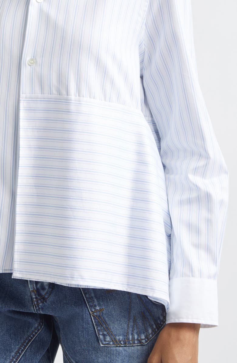 JW Anderson Asymmetric Draped Stripe Poplin Button-Up Shirt, Alternate, color, White/ Blue