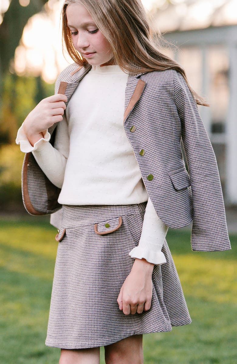 Hope & Henry Kids' Organic Long Sleeve Ruffle Edge Sweater, Alternate, color, Ivory Dot Texture