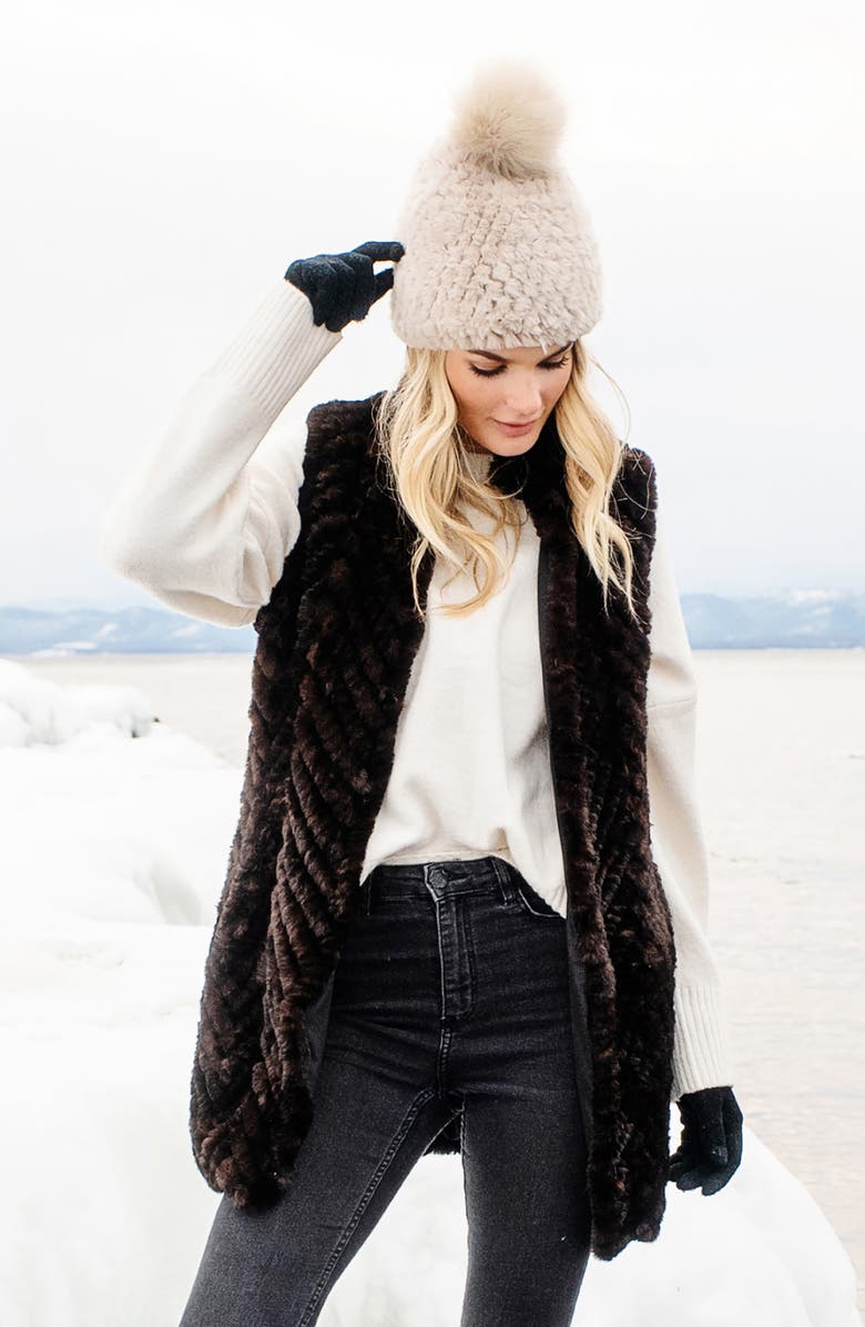 DONNA SALYERS FABULOUS FURS Gemma Quilted Faux Fur Vest, Alternate, color, 