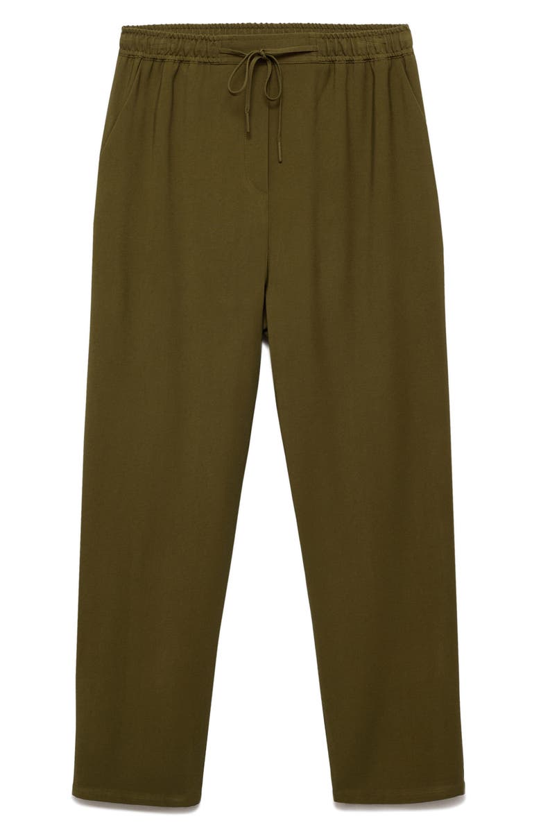 MANGO Elastic Waist Flowy Pants, Alternate, color, Khaki Green