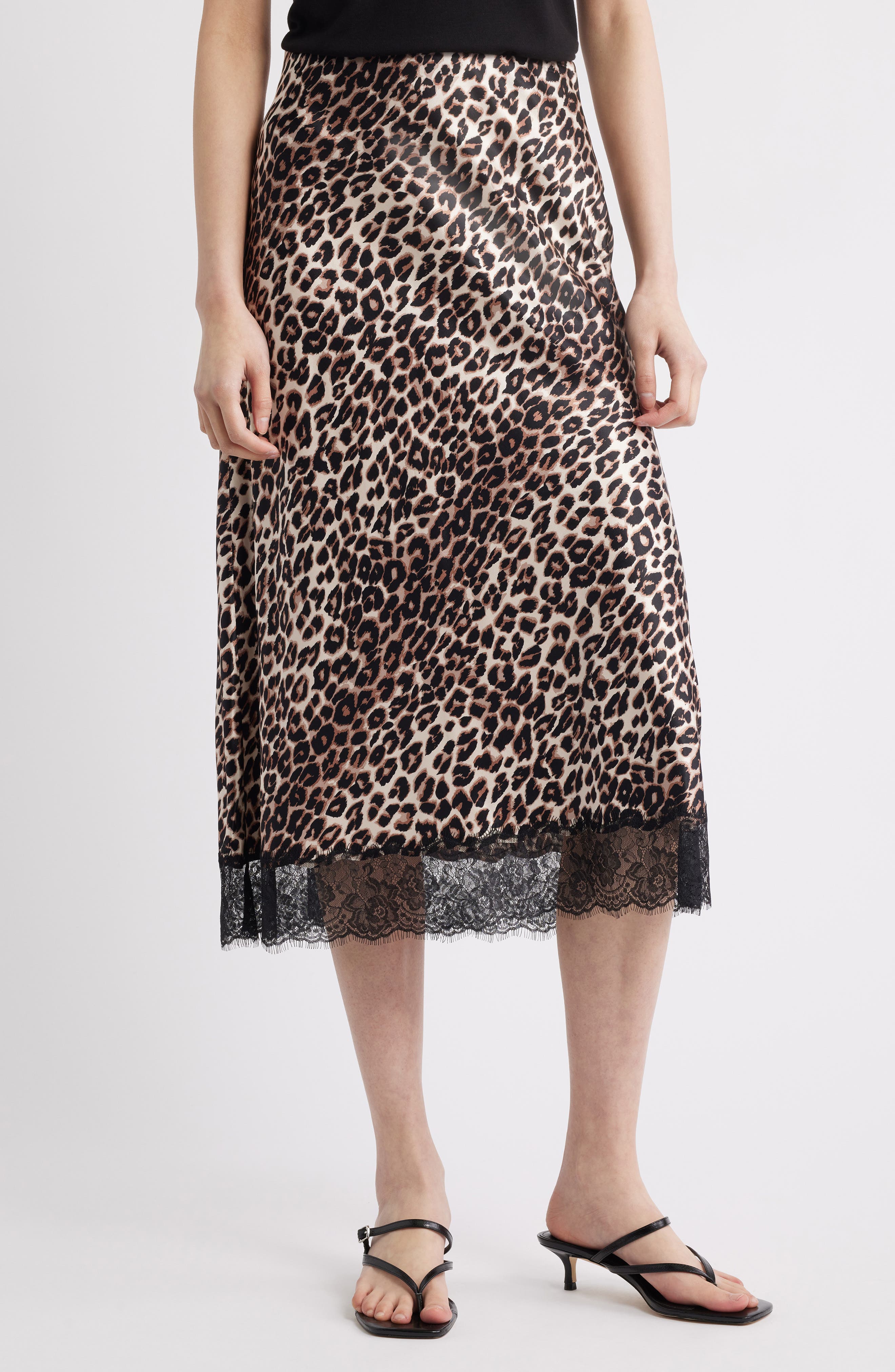 Rails Ebony Leopard Print Lace Satin Skirt