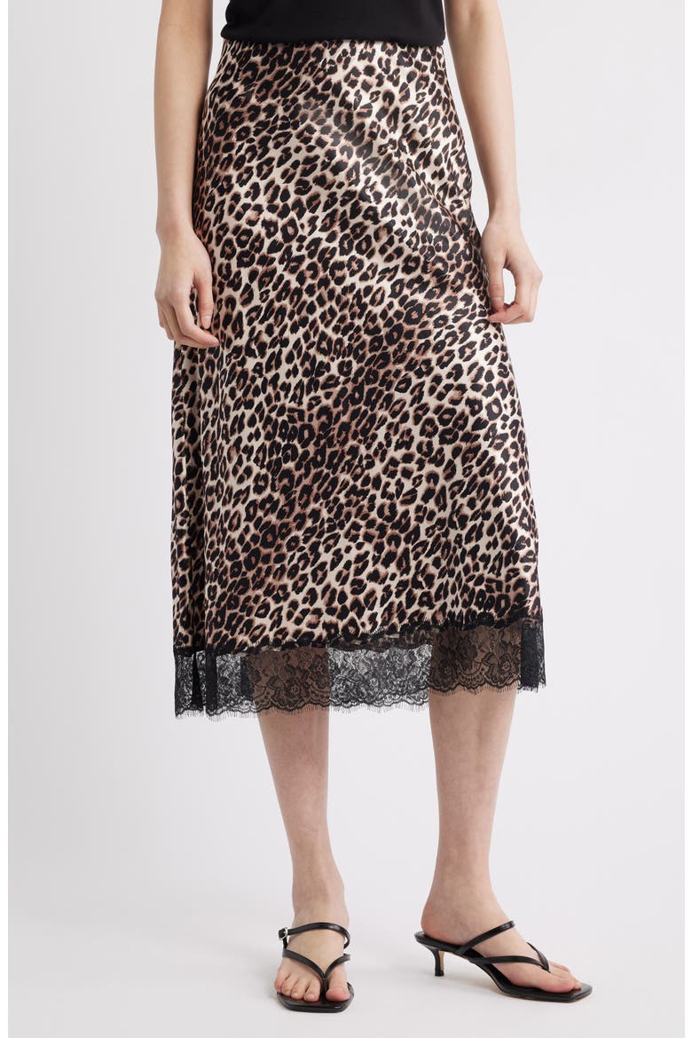 Ebony Leopard Print Lace Satin Skirt, Main, color, NALA