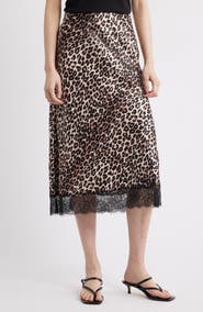 Rails Ebony Leopard Print Lace Satin Skirt