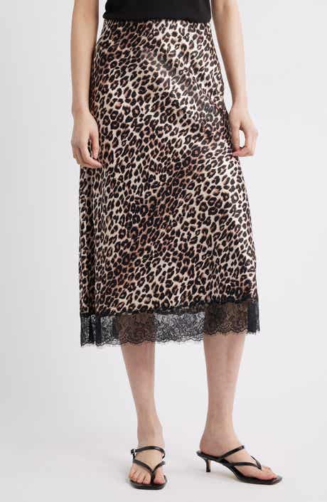 Rails Ebony Leopard Print Lace Satin Skirt
