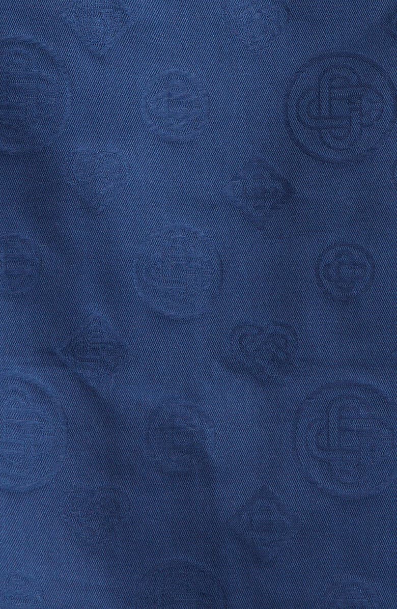 Casablanca Monogram Cotton Poplin Camp Shirt, Alternate, color, Navy