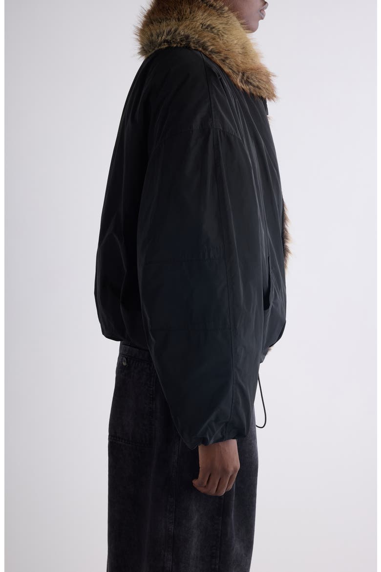 Charone Faux Fur Collar Short Parka, Alternate, color, BLACK