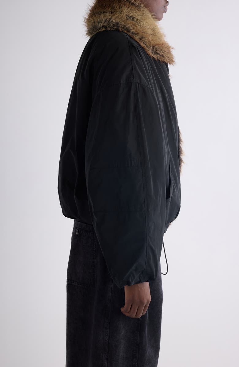 Isabel Marant Charone Faux Fur Collar Short Parka, Alternate, color, Black