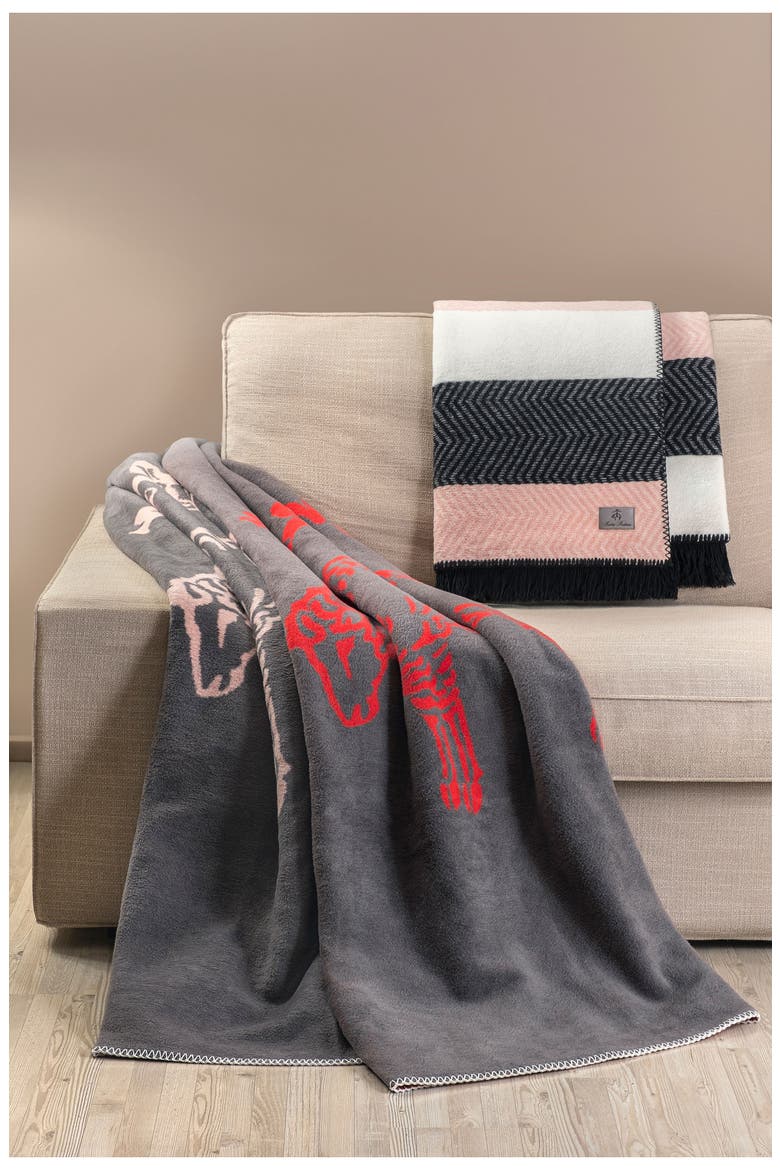 Logo Double Faced Throw Blanket, Alternate, color, RED
