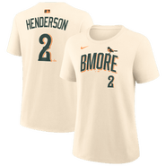 Nike Women's Nike Gunnar Henderson Cream Baltimore Orioles 2026 City Connect Name & Number T-Shirt
