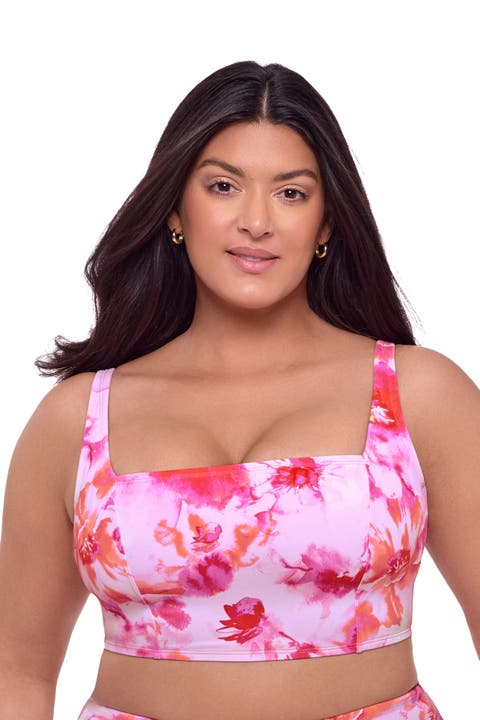 Supportive and Sculpting Square Neck Lace Back Midkini Swimsuit Top