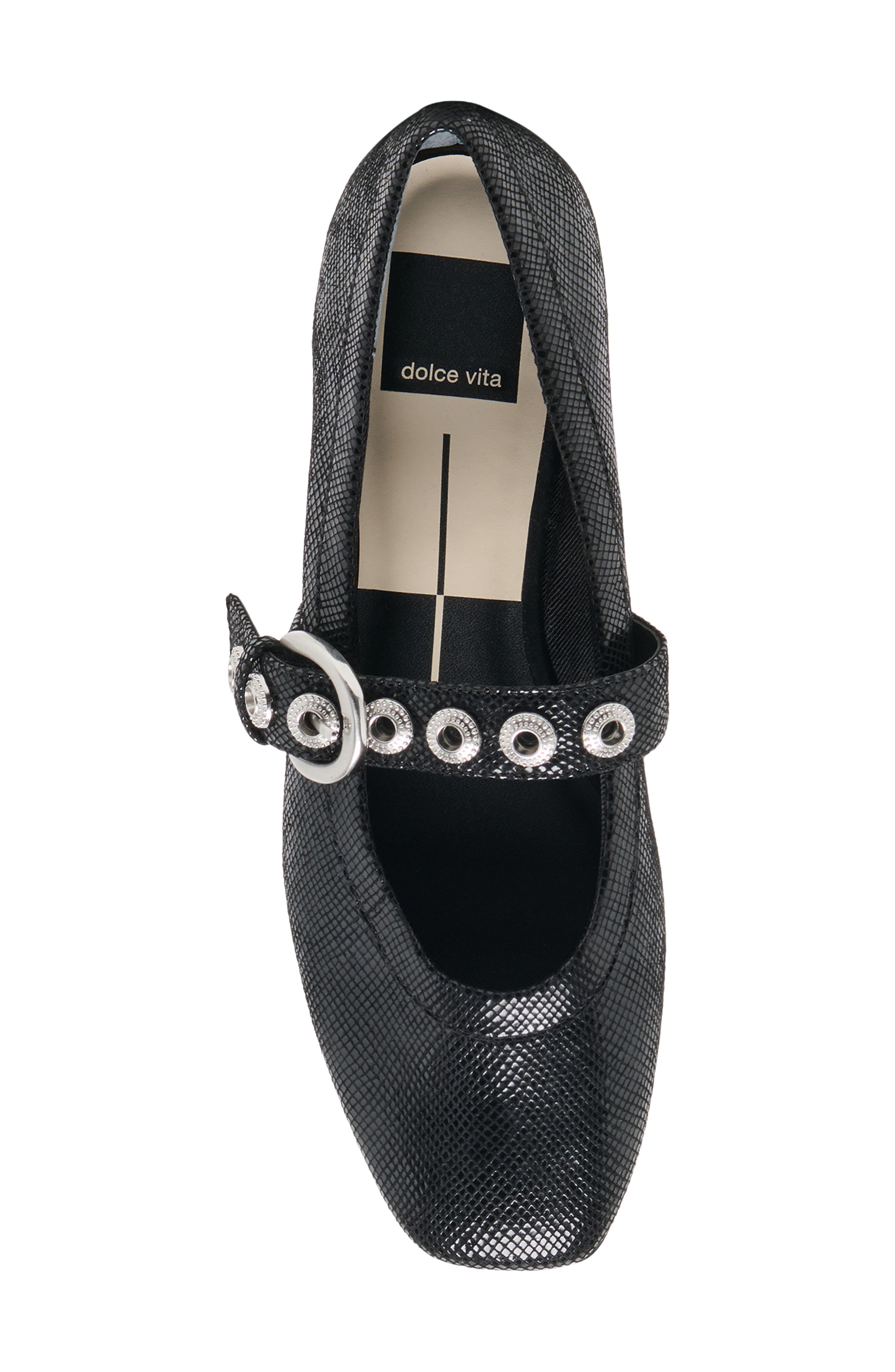 Marten Mary Jane Ballet Flat, Alternate, color, ONYX EMBOSSED LEATHER