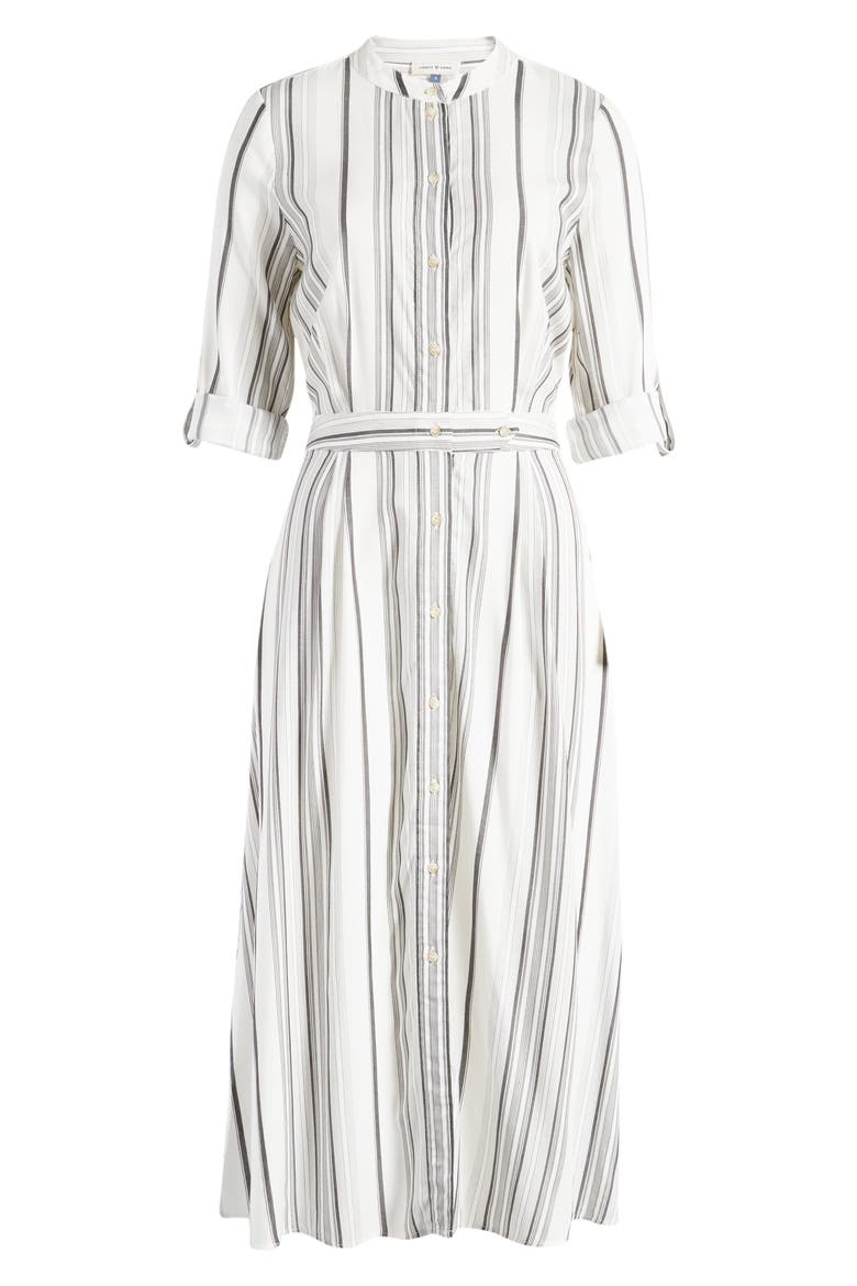 Long Sleeve Stripe Midi Shirtdress, Alternate, color, SOFT ECRU